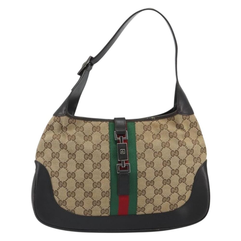 Gucci GG Canvas Jackie Webb Sherry Line Shoulder Bag Beige